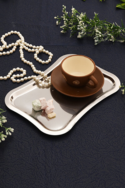 AKSESUAR EVRENİ نالدو صينية تقديم القهوة الإيطالية المقاومة للصدأ فضية 1 قطعة