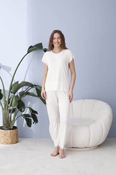 BEYAZTOPTAN Елегантний та якісний жіночий піжамний комплект з мереживом Dublin