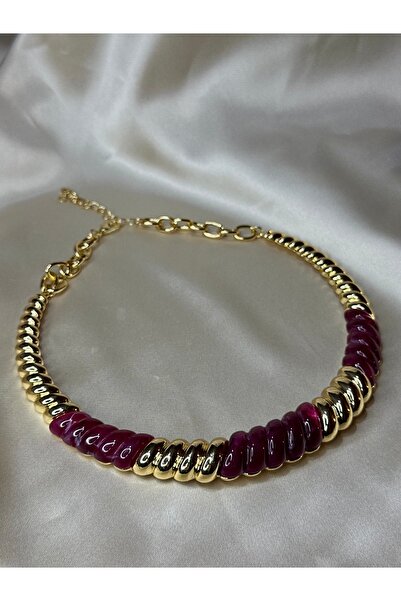 asal jewelry Bordo Gold Kelepçe Kolye