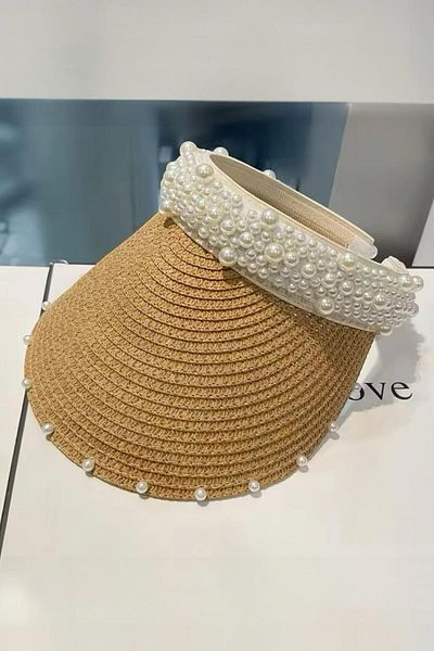 BAHELS Imported Camel Pearl Straw Visor Hat Sperlik
