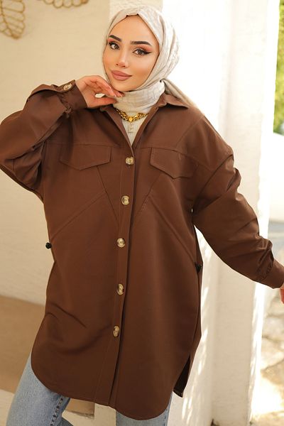 giyze Elastic Shirt Brown 61655