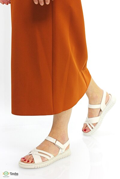 Mammamia Kadın Hakiki Deri Düz Taban Ortopedik Günlük Sandalet M25/YS-CESS