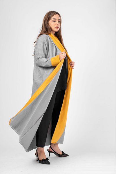 outline Grey and turmeric chamois abaya
