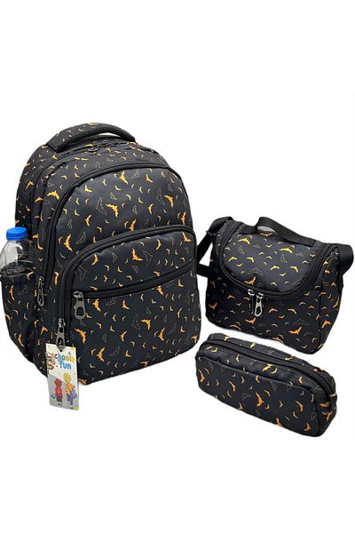 Bevitton Set de 3 modele de caractere, rucsac gri pentru școala primară pentru băiat