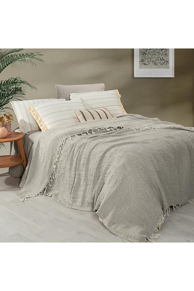 Sarev Naya Beige Double 100% Cotton Bedspread 230*240 cm
