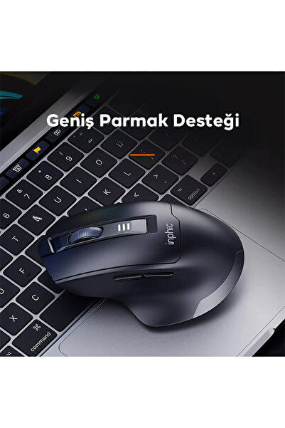 INPHIC İNPHİC M9 Kablosuz Fare, Ergonomik Şarj Edilebilir Sessiz Kullanım 2.4G 500 mAh USB Mouse SİYAH