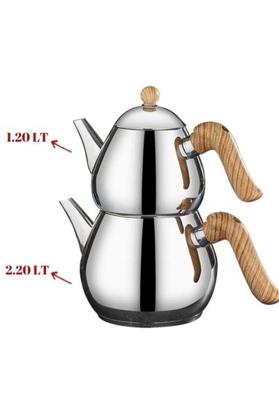 Kahramanlar Damla Medium Bakelite Handle Teapot Set - 1.20 Lt 2.20 Lt
