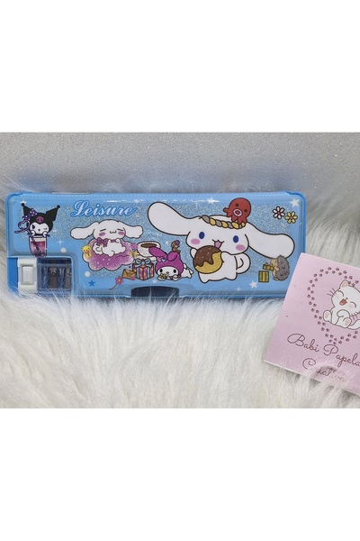 Besify Sanrio Cinnamoroll Çift Taraflı Kalemtraşlı Simli Kapaklı Kalemlik Kalem Kutusu Kuromi Kalemlik