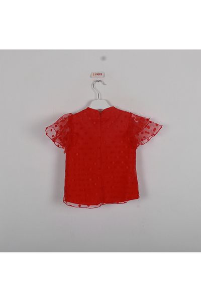 incity Girl's Tulle Detailed Red Blouse