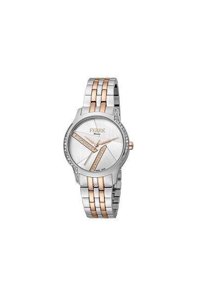 Ferre Milano FM1L145M0101 Watch FM1L145M0101 Women Silver Tone with Silver Tone/White Mop dial Quartz mechanism