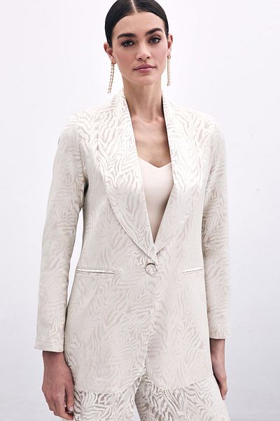 Sateen Jachetă cu model zebră - bej