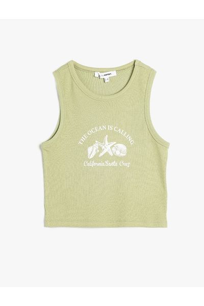Koton Tricou verde fără mâneci pentru femei 5sal30016ık