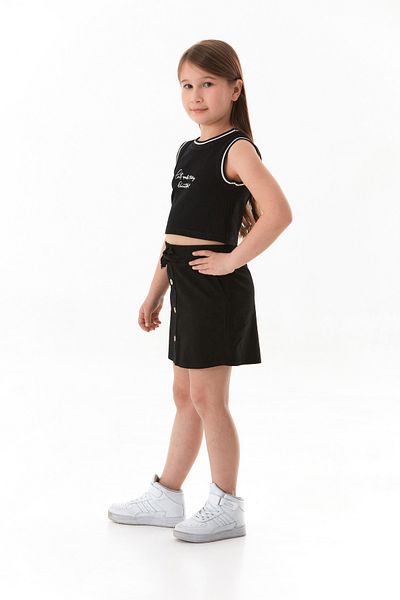 Fulla Moda Body pentru fetiță cu guler Halter imprimat cu litere cu nervuri