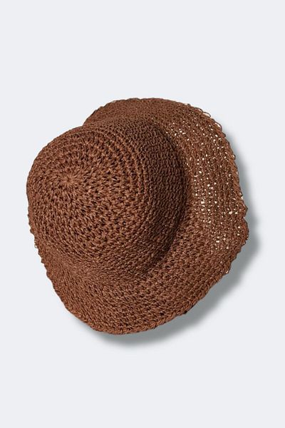 BAHELS Imported Bitter Brown Knitted Bucket Straw Hat