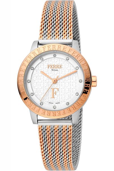 Ferre Milano FM1L174M0091 Ceas FM1L174M0091 Femei Patrizia Rose Gold cu cadran alb Mecanism quartz
