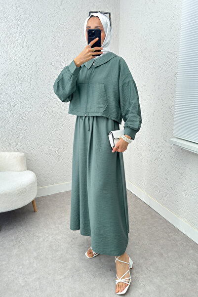 Salih Çelebi طقم فستان بوليرو أخضر نعناعي 2240