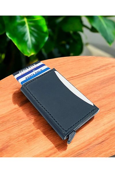 KUVARK Handmade Mechanized Card Holder Wallet - Genuine Calfskin Finish