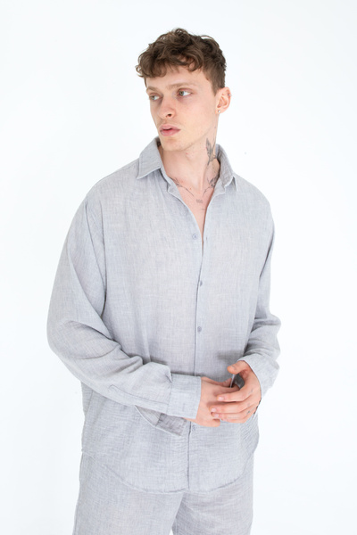 İMVAGO Ανδρικό πουκάμισο σε γκρι Flared Oversize