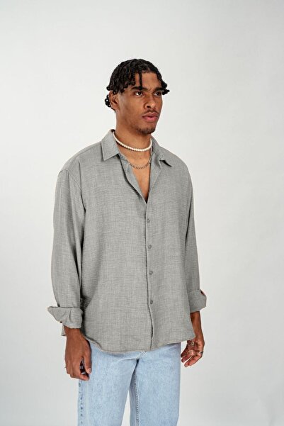 İMVAGO Oversize Gri Erkek Gömlek