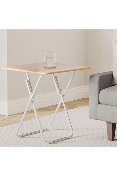 Cady One Elegant square wooden table with strong steel legs suitable for home, office and camping