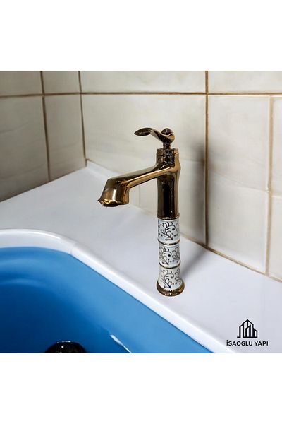 İSAOĞLU YAPI Copper Bowl Sink with Faucet and Fixture Vintage Style