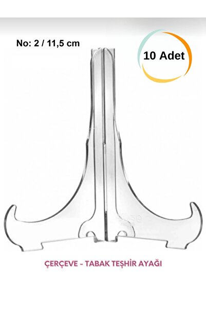 Moda Hayal 10 Adet 11,5 Cm Çerçeve Ve Tabak Teşhir Ayağı Stand Set Şeffaf Pleksi