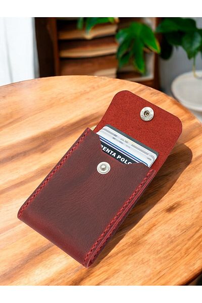 KUVARK Vertical Model Box - Card Holder Genuine Calf Leather Handmade