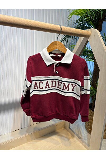 Canbi Kids Boy's Academy Written Polo Collar Sweatshirt Elastic Waist Jeans Trousers Set of 2