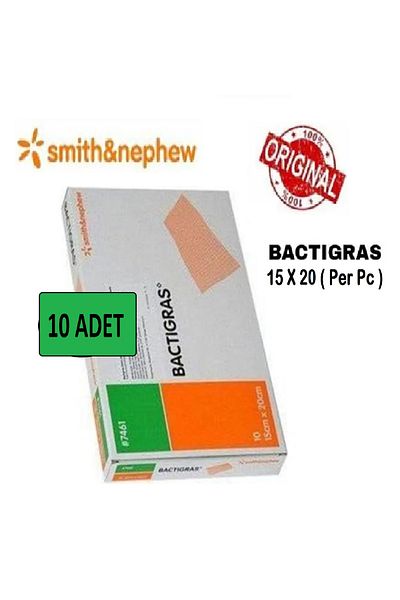 SMİTH & NEPHEW Antiseptic Bactigras Paraffined Tulle Wrap Wound Care Cover 15X20 cm - 10 Pieces