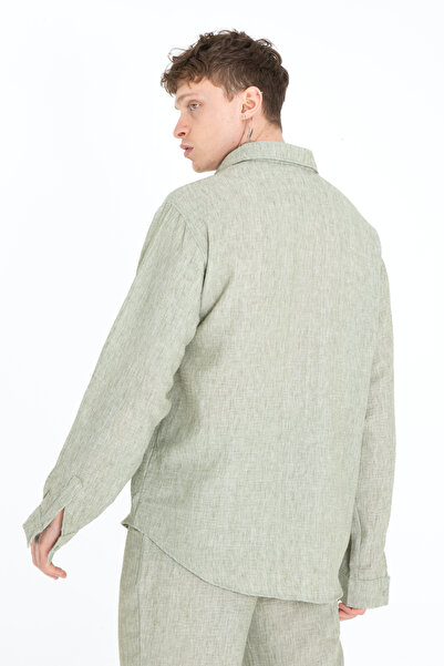 İMVAGO Ανδρικό πουκάμισο Khaki Flamed Oversize