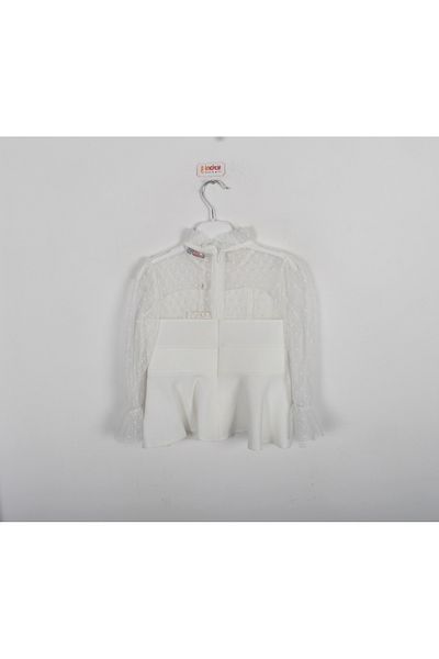 incity Girl's Tulle Detailed Ecru Blouse