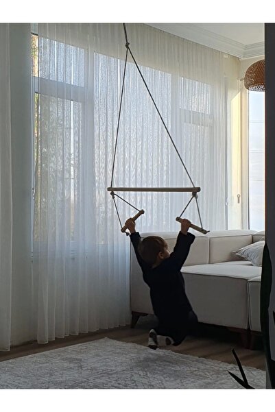 ÇAYLAR AVM Trapez Ahşap Duyusal Salıncak 8mm İp 100kg Taşır Set Çocuk Aktivite Jimnastik Gelişim Salıncağı