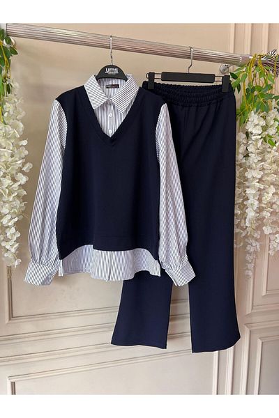 BisuModa Σετ 3 τεμαχίων από ύφασμα Scuba με γαρνιτούρα πουκάμισου