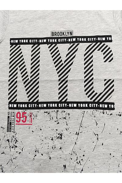 DobaKids Γκρι NYC Brooklyn Printed Unisex Παιδικό T-shirt