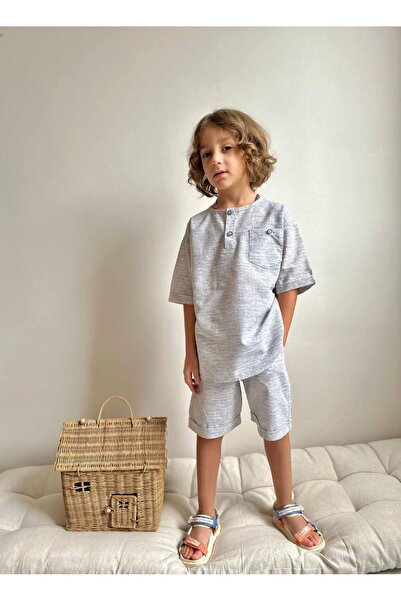 YİGİT BUTİK Yigit Butik Poplin Fabric Boy's Shorts Suit