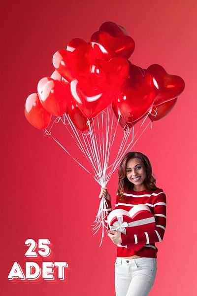 Baloncu Dede I Love You Written Heart Balloon Ring Red Heart Helium Balloon Confetti Lover and Special Day