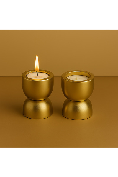 HOBİMİZ İŞİMİZ %100 Beton - Ayaklı Tealight Mumluk (2 Adet) - Mumlar Dahil