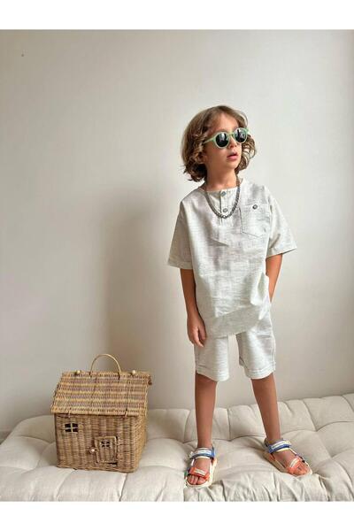YİGİT BUTİK Yigit Butik Poplin Fabric Boy's Shorts Suit