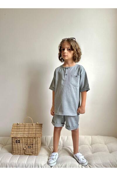 YİGİT BUTİK Poplin Fabric Boy's Shorts Suit