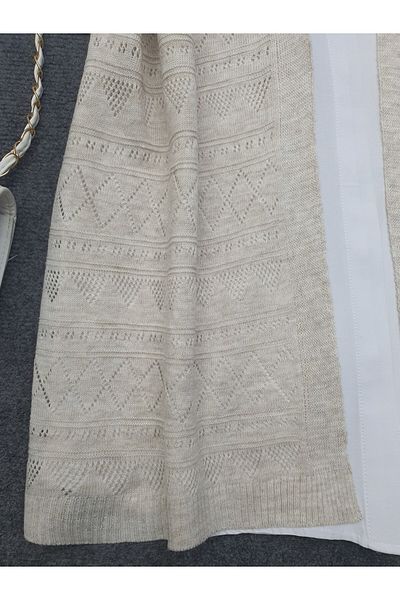 Modamorfo Openwork Patterned Zero Sleeve Knitwear Cardigan - Stone
