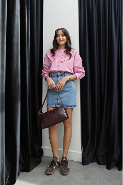 Havoş Fusta scurtă de blugi albastră lavabilă