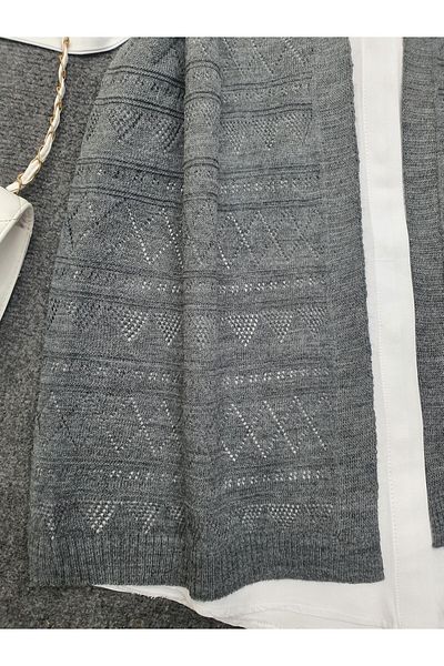 Modamorfo Openwork Patterned Zero Sleeve Knitwear Cardigan - Smoked