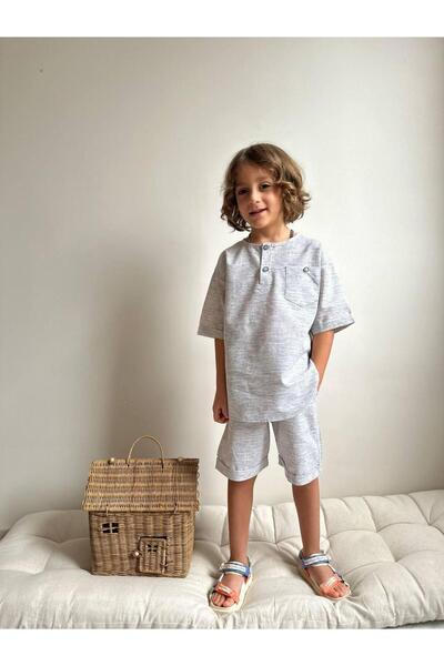 YİGİT BUTİK Yigit Butik Poplin Fabric Boy's Shorts Suit