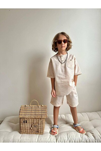 YİGİT BUTİK Yigit Butik Poplin Fabric Boy's Shorts Suit