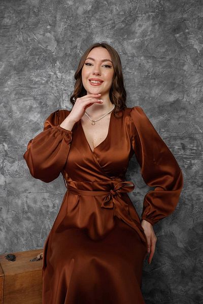 EsSo butik New Season Double Breasted Collar Belted Premium Satin Dress