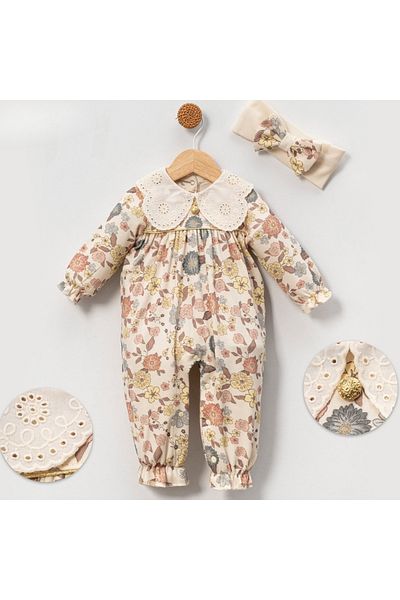 minicayzen Floral Patterned Buttoned Jumpsuit