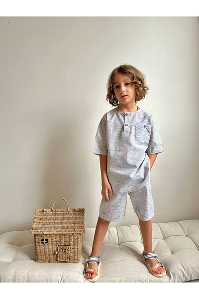 YİGİT BUTİK Yigit Butik Poplin Fabric Boy's Shorts Suit