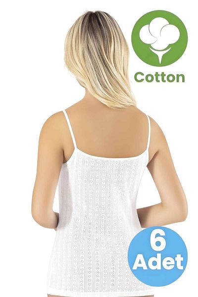 Tezzgelsin Women's 6-Piece Rope Strap Transfer Ribbed Fabric Cotton Undershirt