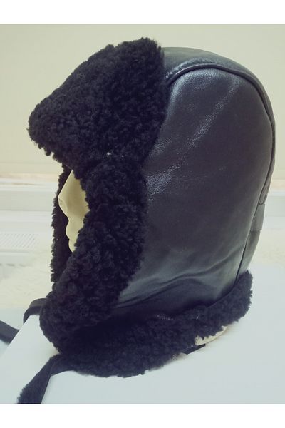 hoaryage 100% Sheep Eared Uşanka Genuine Lambskin Pilot Hat