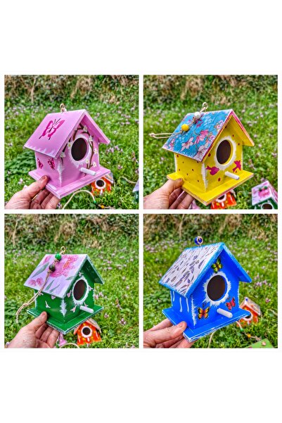 Home 4 قطع، بيوت الطيور مقاس 12×12×12 سم لديكور الحديقة